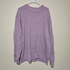 H & M Relaxed Fit Lilac Sweater Women's Size Large Chunky Knit Long Sleeve Crew